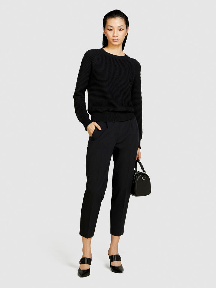 Solid colored sweater - women's crew neck sweaters - Black | Sisley image number 1